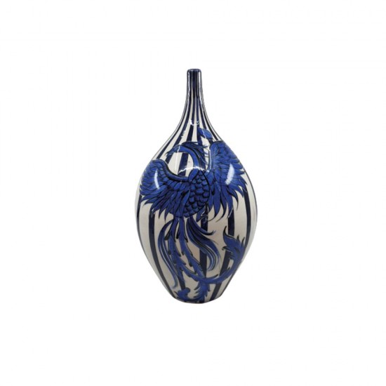 Phoenix Vase Blue White Gilded