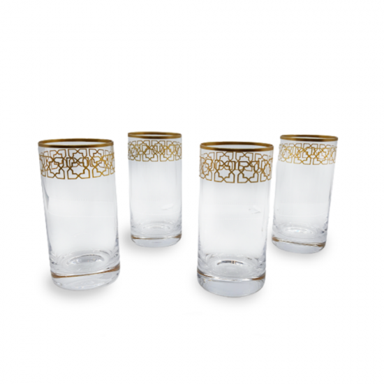 Seljuk Star Glass Gold Gilded Set Of 4