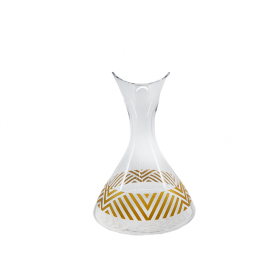 Zigzag Decanter Clear Glass Gold Gilded